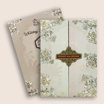Pale Pink Floral Padded Door Style Invitation Card - KVN06840