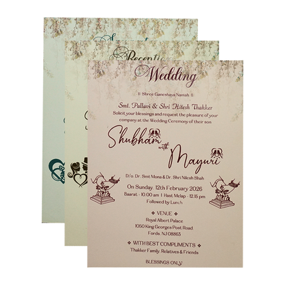 Green Elephant Baraat Wedding Card-KSH73300