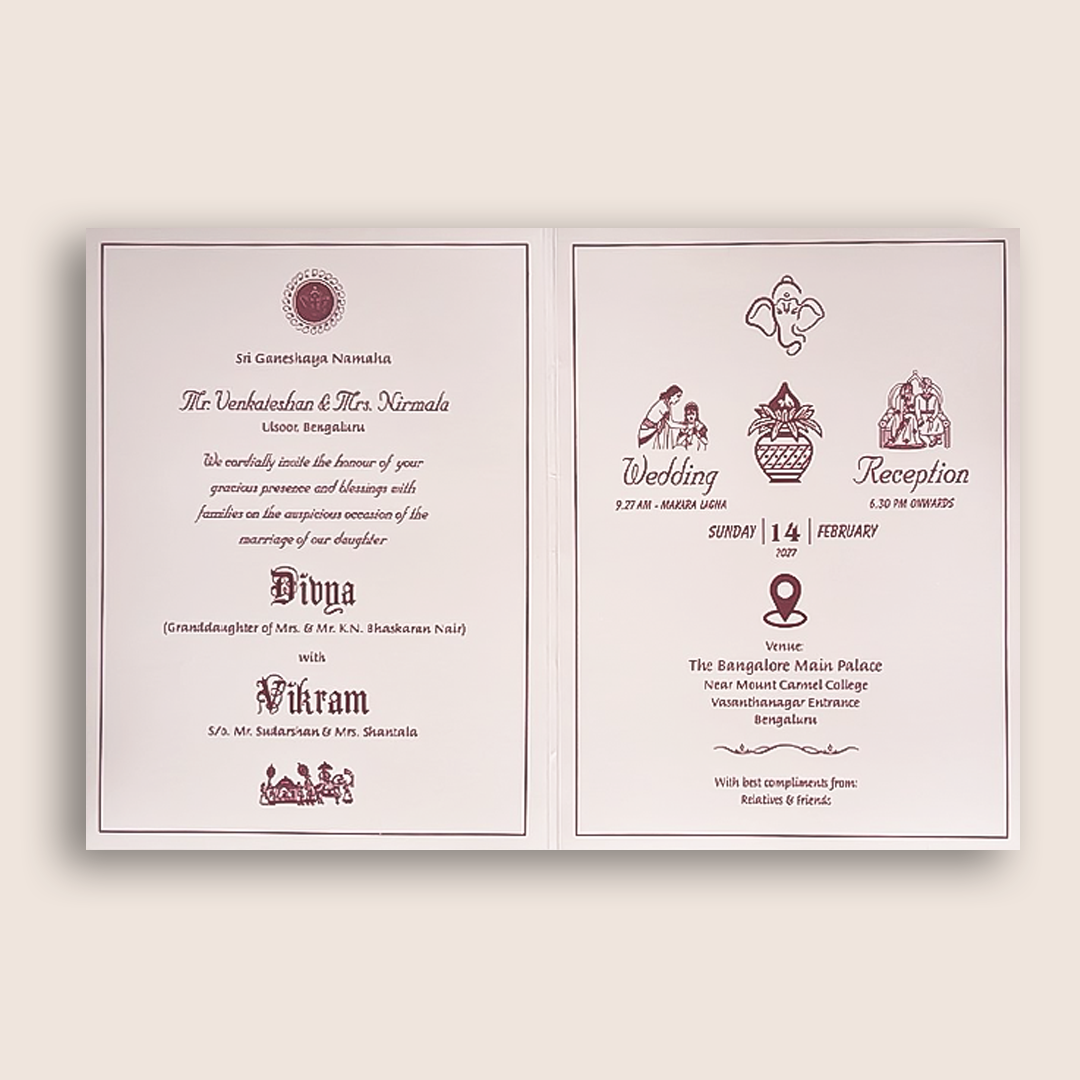 Lavender Embossed Floral Wedding Card - KNK4205P