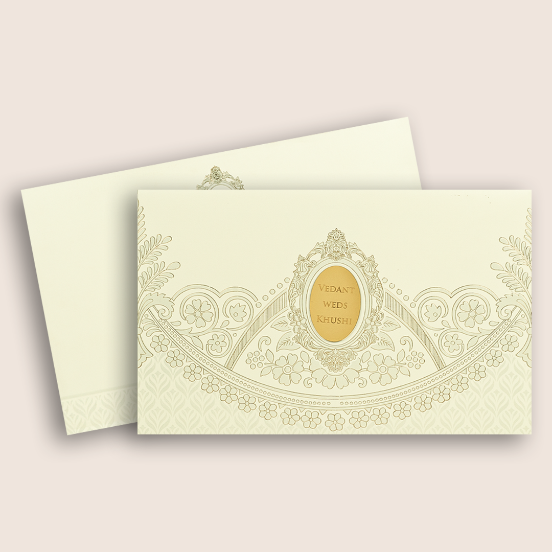 White Embossed Floral Marriage Card - KPR010320