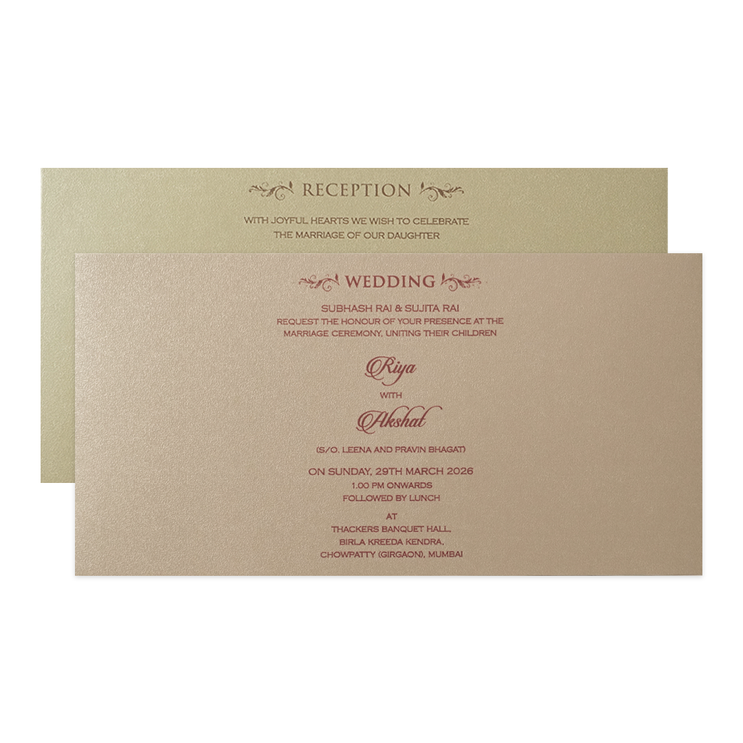 Dark Green Simple Padded Wedding Card-KMMWD1168