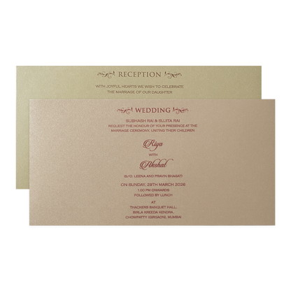 Dark Green Simple Padded Wedding Card-KMMWD1168