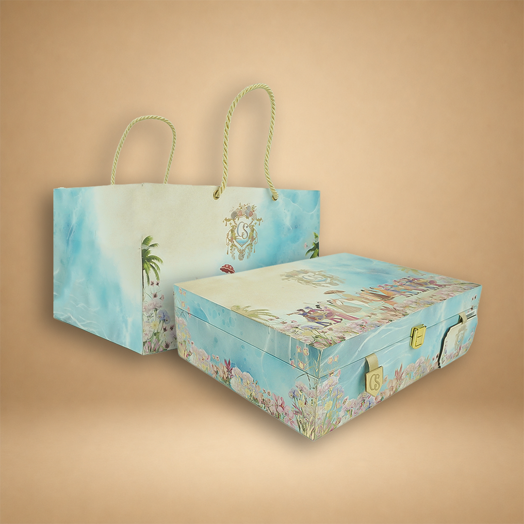 Blue Premium Bride Groom Luxury Invitation Box - KNLW202551