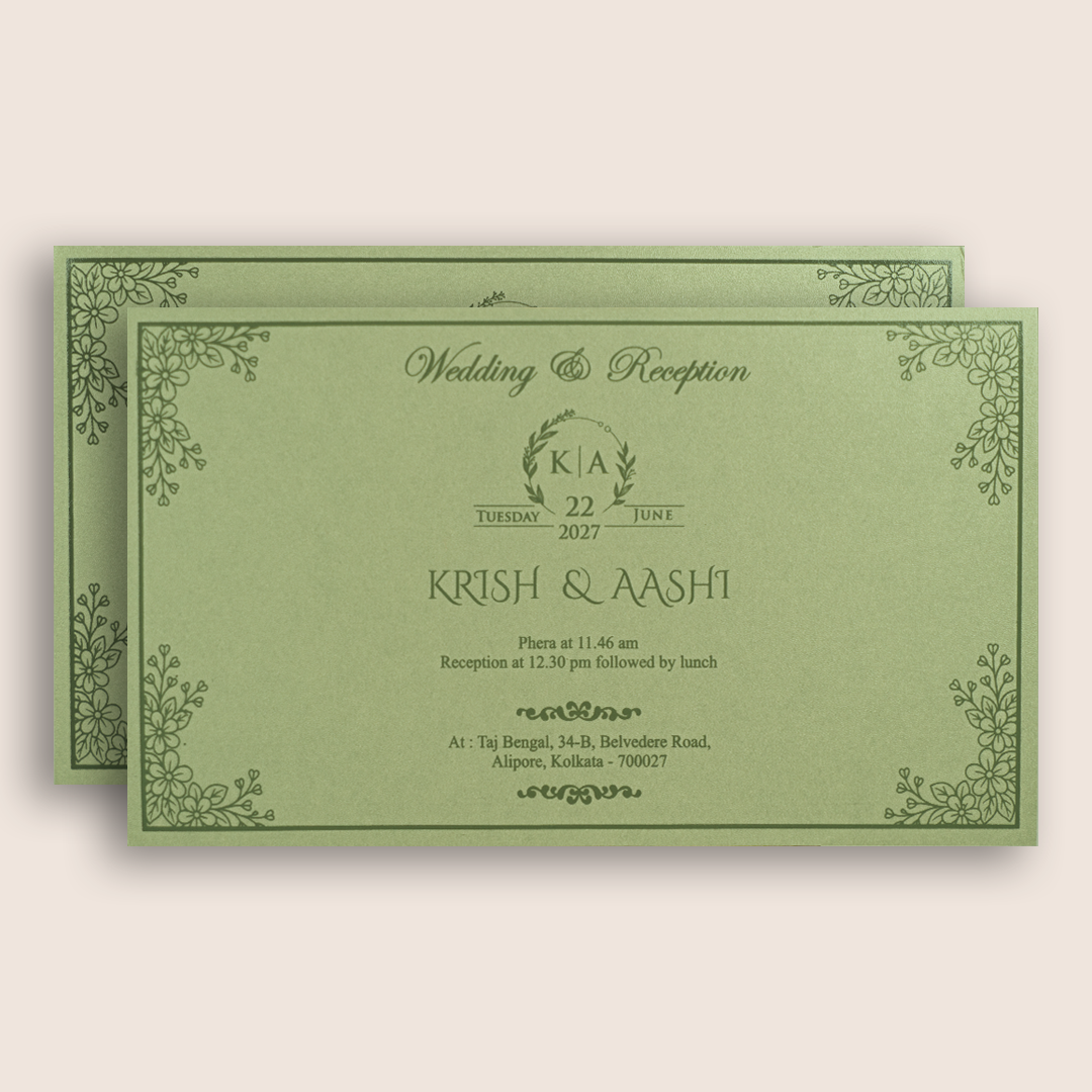 Pista Green Floral Invitation Card - KPR07490