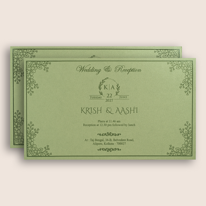 Pista Green Floral Invitation Card - KPR07490
