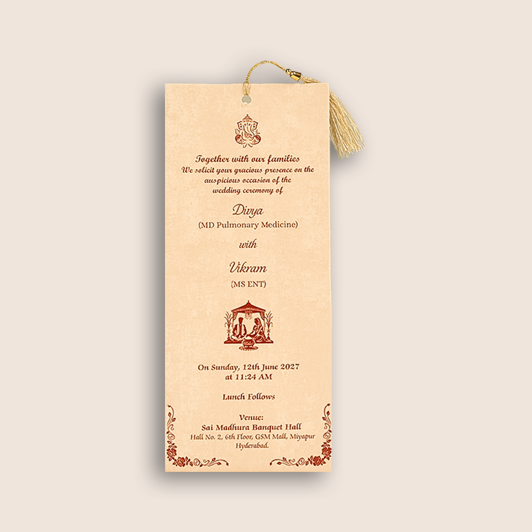 Sandal Single Sheet Wedding Card-KNPD1303