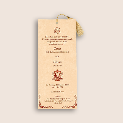 Sandal Single Sheet Wedding Card-KNPD1303