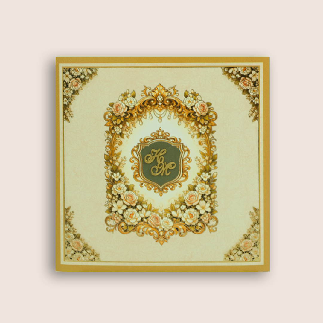 Gold Floral Frame Invitation Card - KPR07140