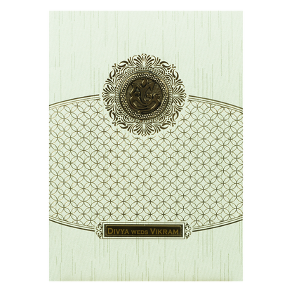Green Gold Ganesha Wedding Card- KNKR044N