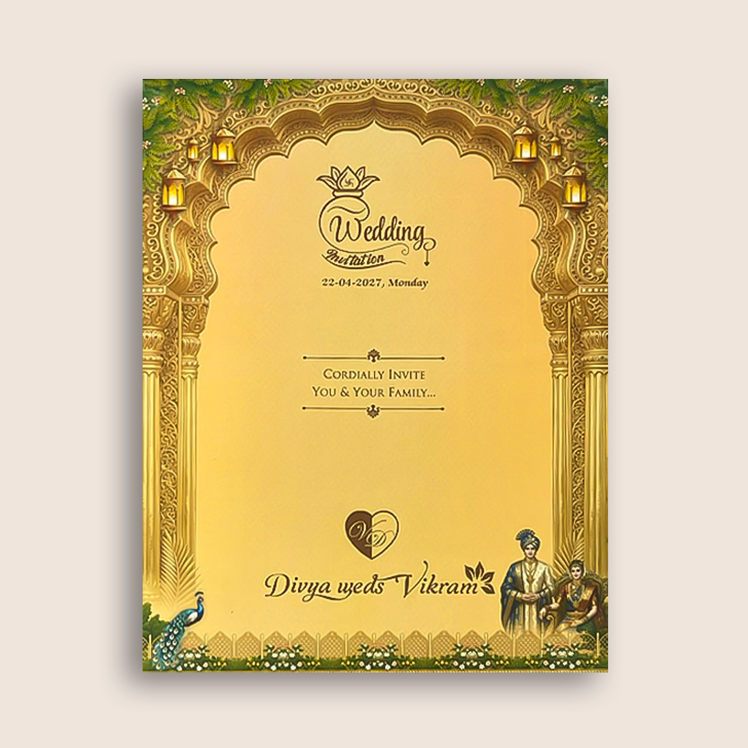 Sandal Bride Groom Padded Wedding Card - KNMO9319