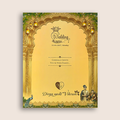 Sandal Bride Groom Padded Wedding Card - KNMO9319
