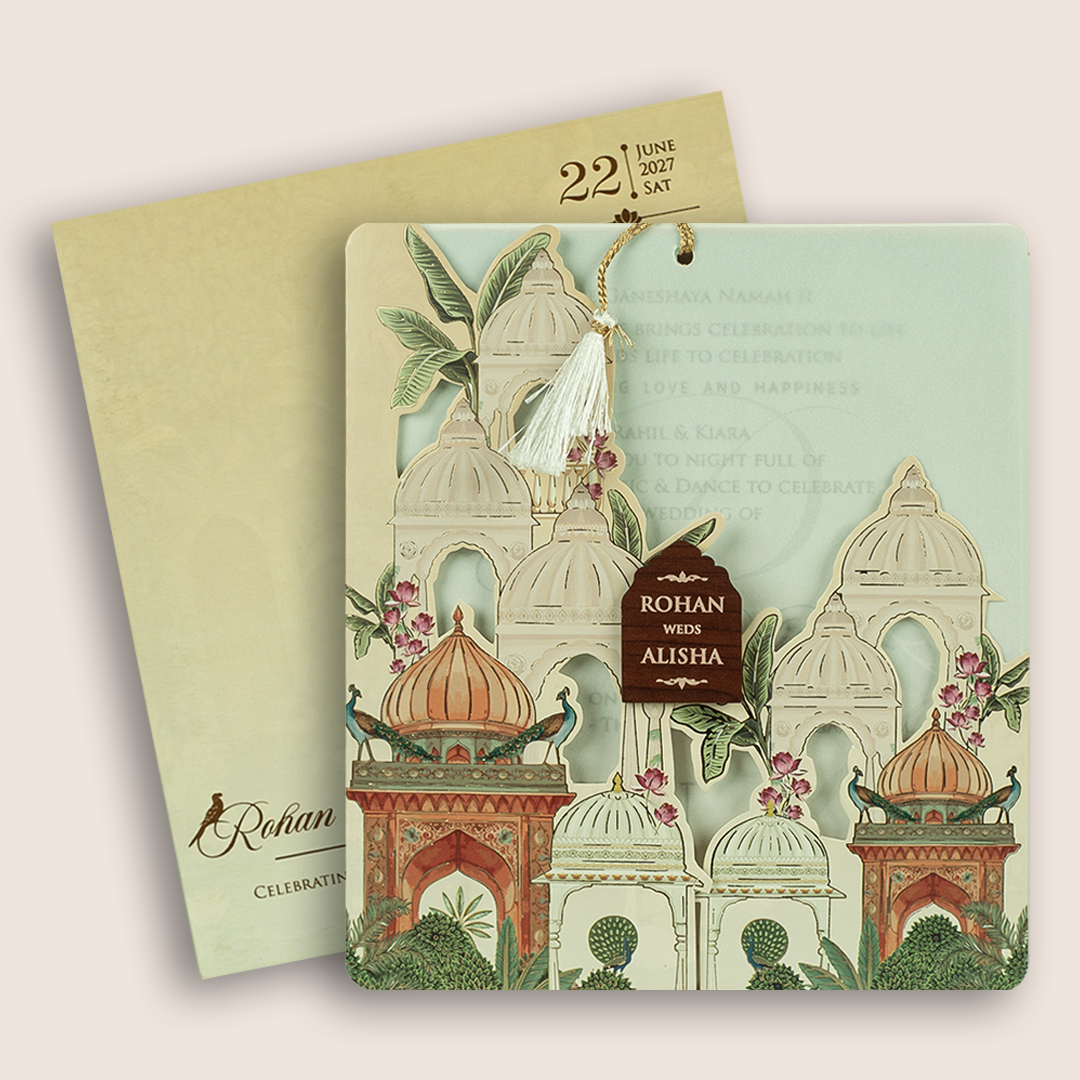 Beige Palace Door Style Laser Cut Wedding Invitation – KFR17200