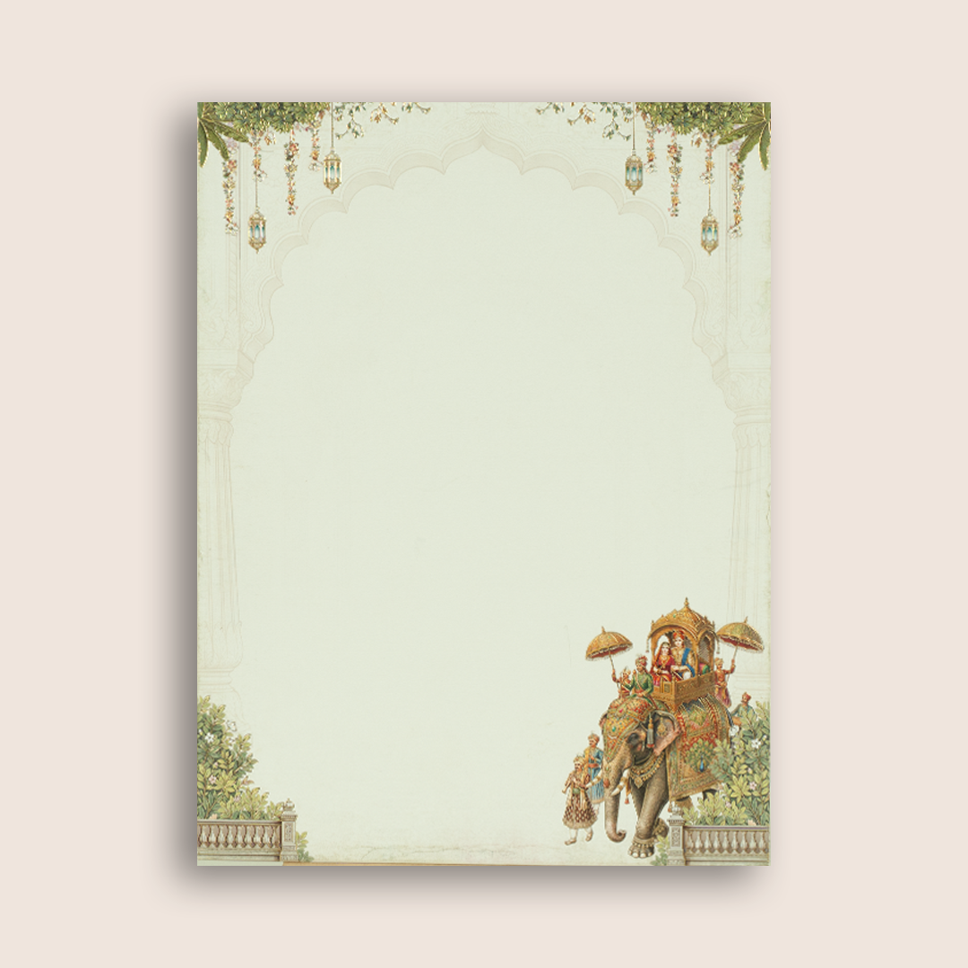 Grey Royal Elephant Baraat Padded Wedding Card -KAA05670