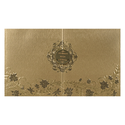 Gold Floral Door Style Padded Wedding Card-KRB09320