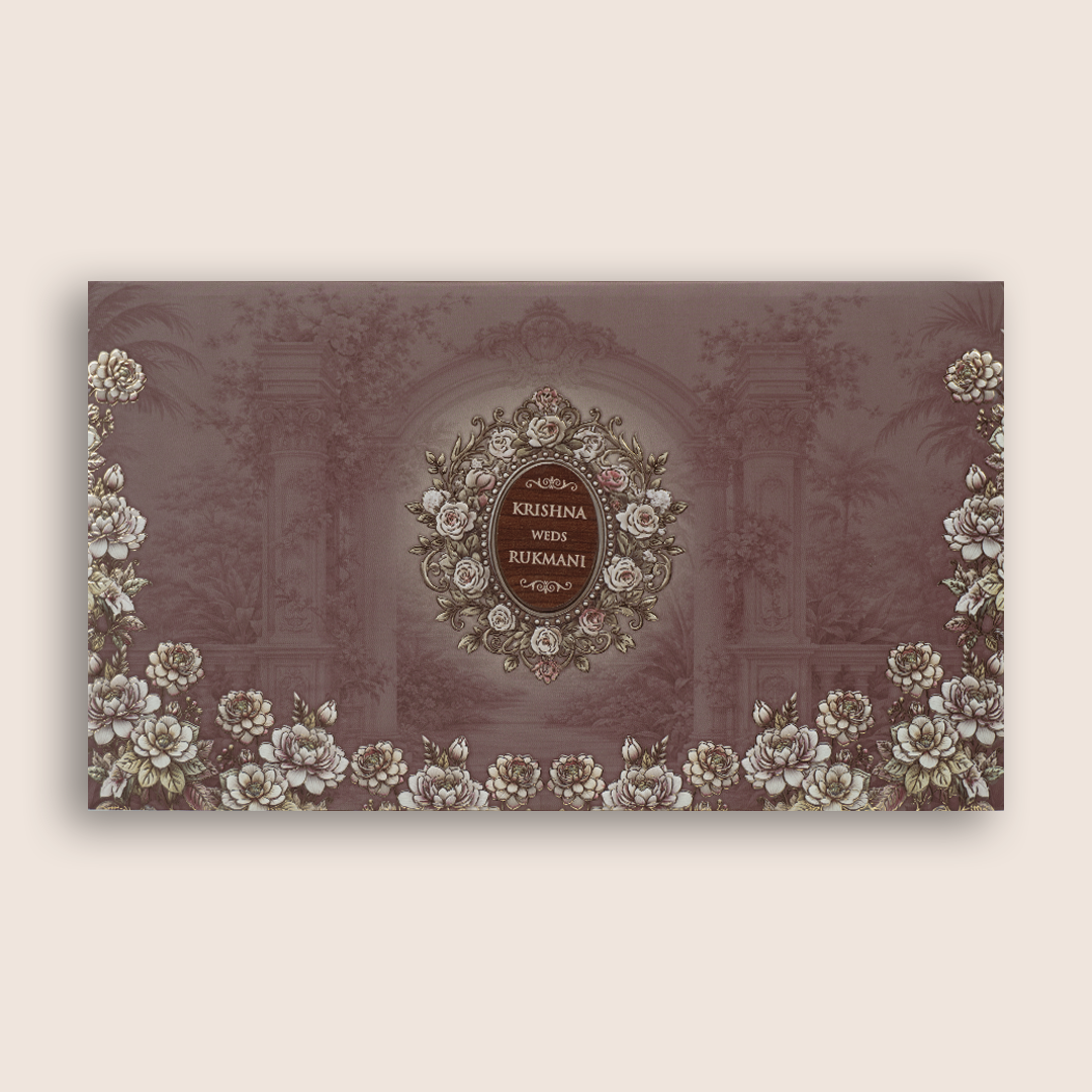 Warm Pink Floral Padded Invitation card - KJTS1922