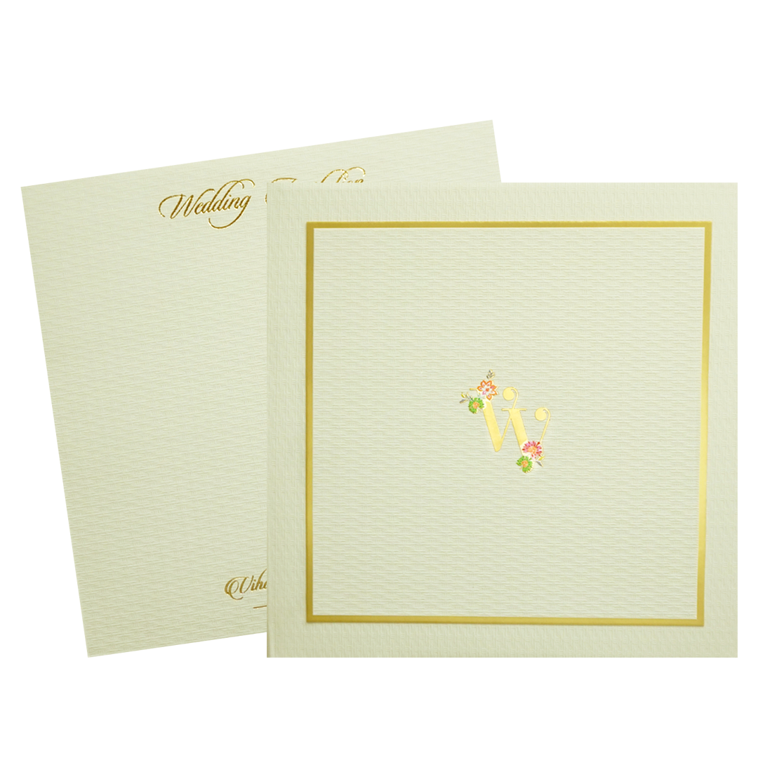 Green-Gold Minimal Monogram Wedding Card - KMMWD1140