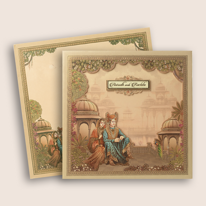 Sandal Bride Groom Laser Cut Padded Wedding Card -KAA06230