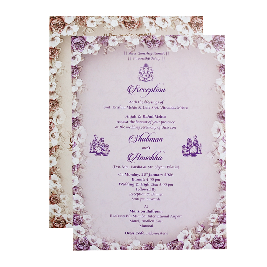 Royal Grey Embossed Gold Foil Door Style Wedding Invitation Card-KRB09040