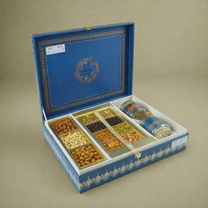 Blue Gold Floral Luxury Invitation Box-KNWD1116