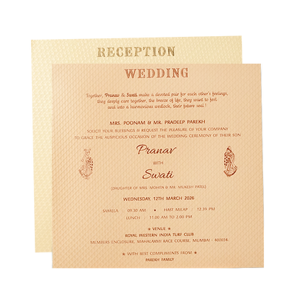 Buy Luxury Gold Square Padded Wedding Card