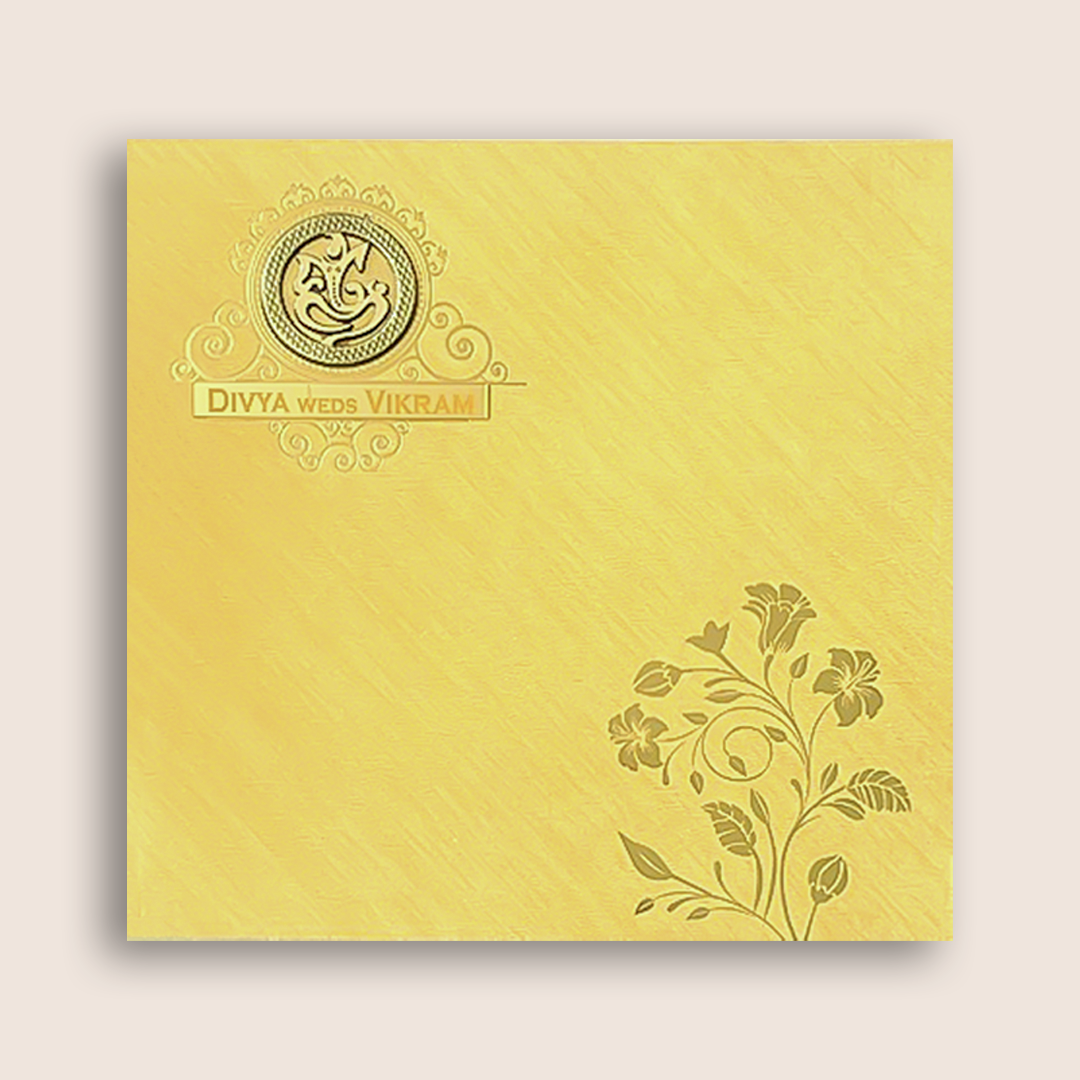 Gold Floral Pattern Wedding Card - KNPO5526G