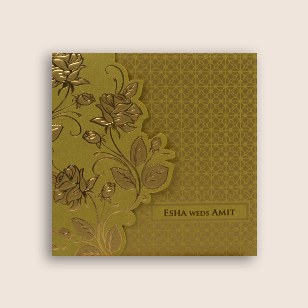 Yellow Floral Door Style Wedding Card - KPR06240