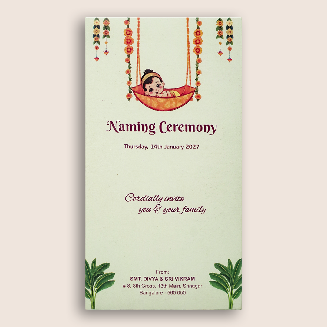 Cream Baby Naming Ceremony Card-KNKRL121