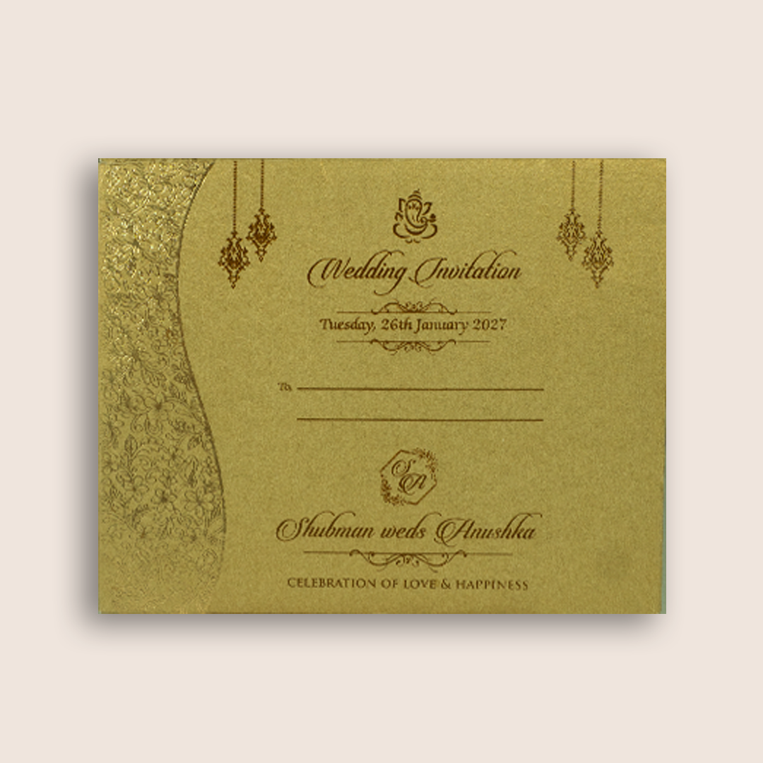 Gold Laser Cut Floral Wedding Invitation - KRB08080