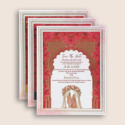 White Royal Floral Arch Premium Luxury Invitation - KNLW202567