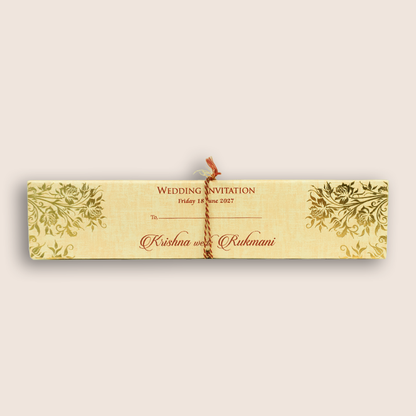 Pale Orange Scroll Box Wedding Card - KJTS1845