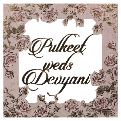 Pink Laser Cut Padded Wedding Card-KJTS1808