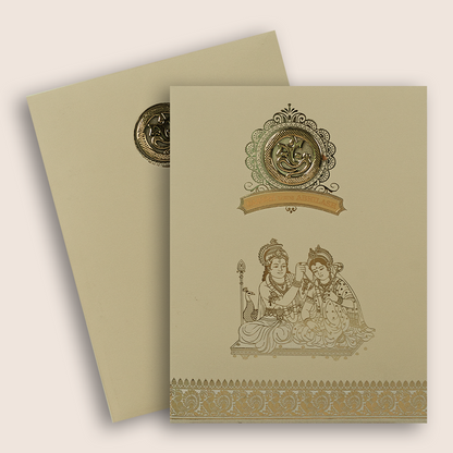 Peach Lord Karthikeya Valli Wedding Card - KNRR8710B