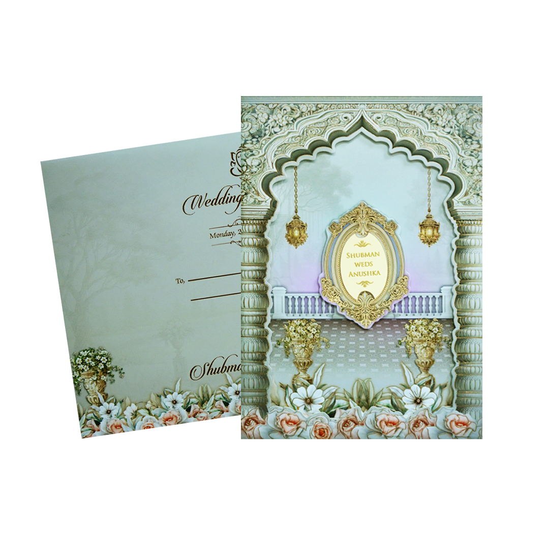 Grey Laser Cut Premium Wedding Card-KRB09520