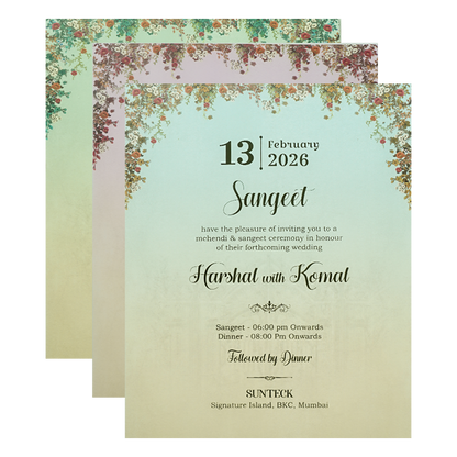 Blue Palace Floral Wedding Invitation Box -KSI63990