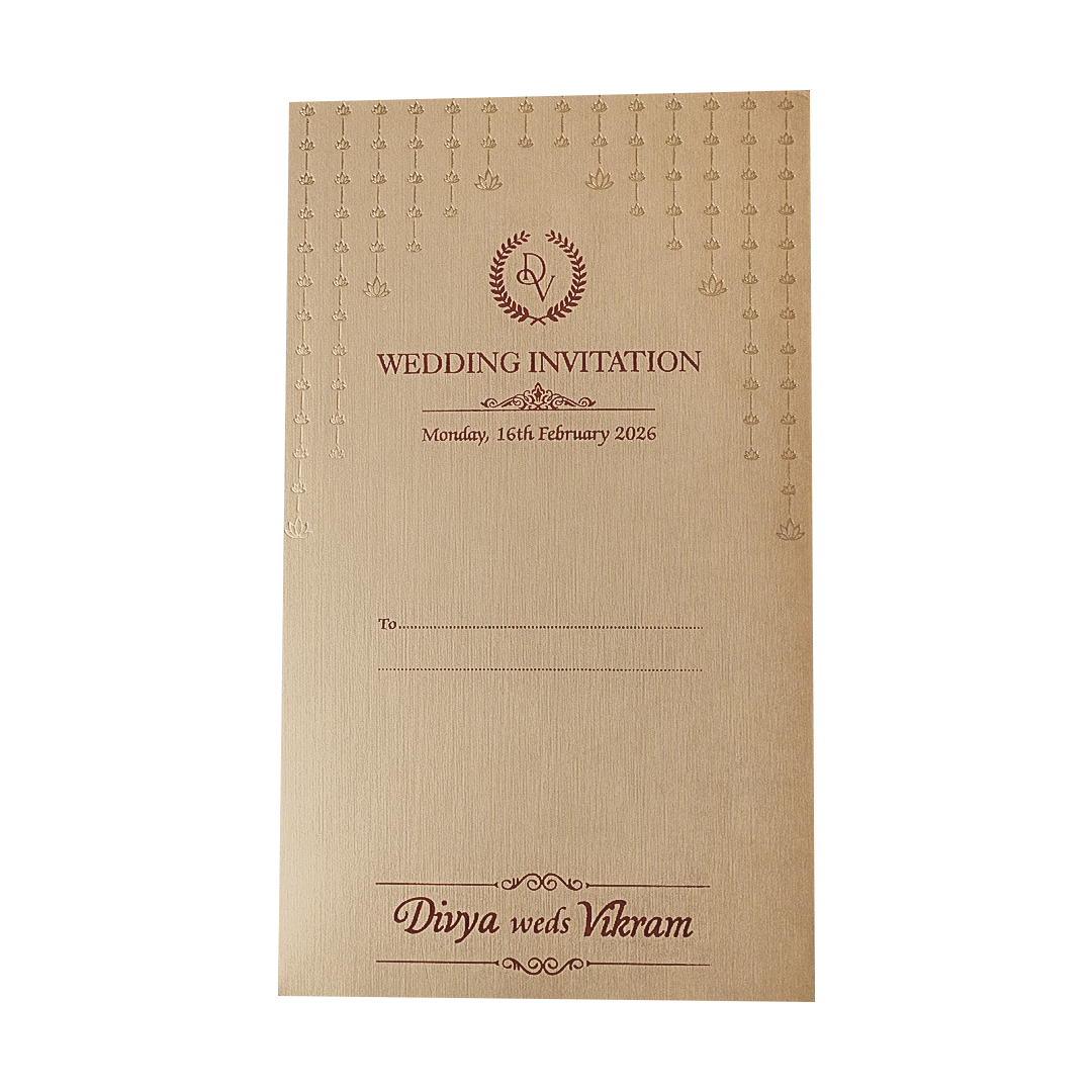 Gold Single Sheet Wedding Card-KNPD1120