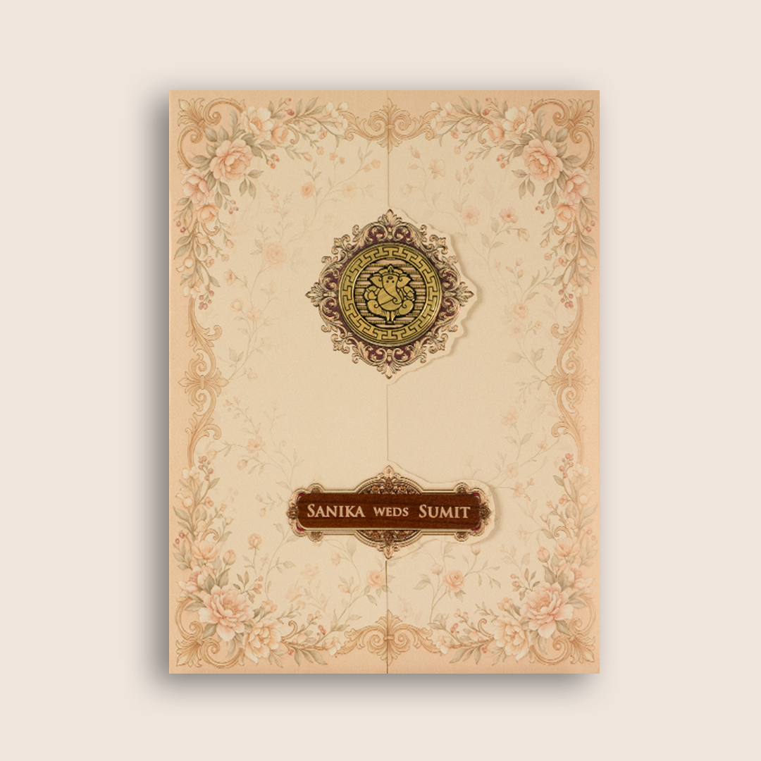 Peach Floral Door Style Wedding Invitation - KSH27160