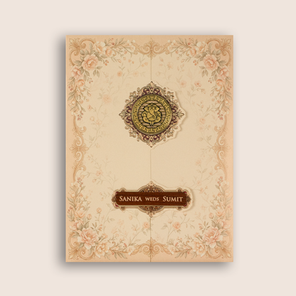 Peach Floral Door Style Wedding Invitation - KSH27160