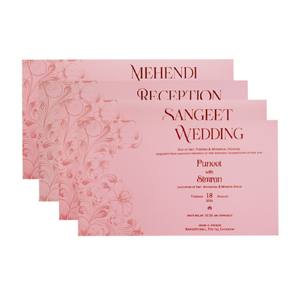 Blush Pink Floral Crest Wedding Invitation Card-KPR24520