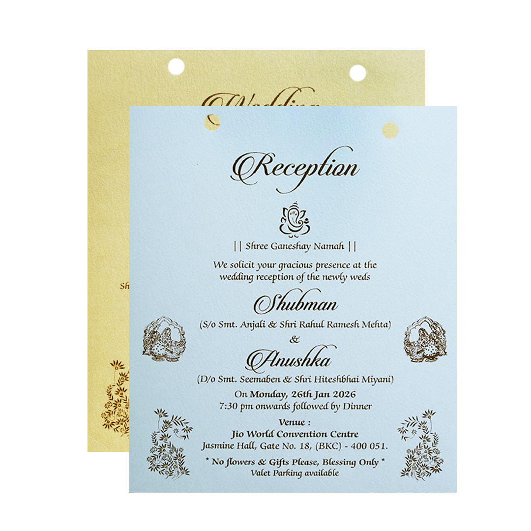 Elegant Gold MDF Laser Cutout Wedding Invitation Card-KRB09160