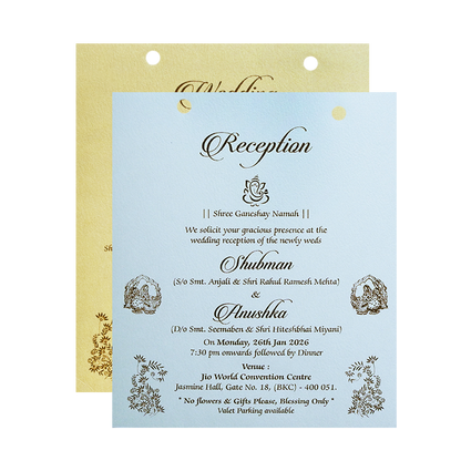 Elegant Gold MDF Laser Cutout Wedding Invitation Card-KRB09160