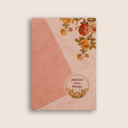 Warm Pink Floral Door Style Wedding Card - KPR07360