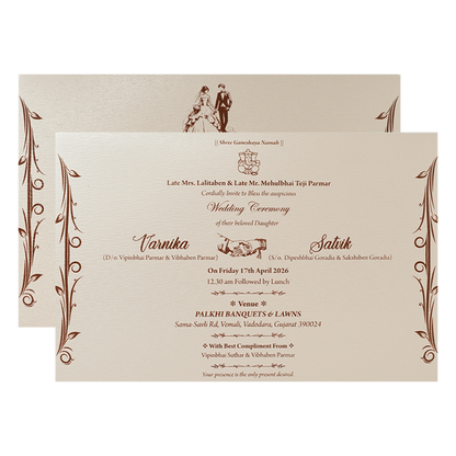 Pink Floral Padded Wedding Card-KSSC2370