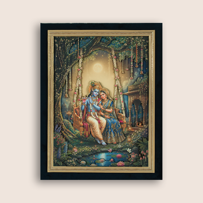 Blue Velvet Lord Radha Krishna Luxury Box Invitation - KSI33280