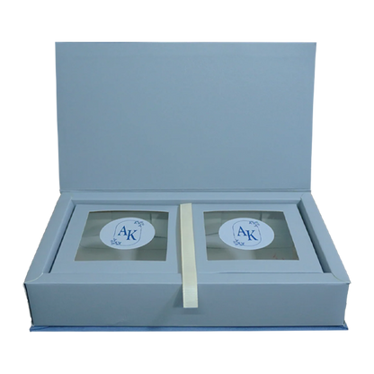Blue Grey Fabric Sweet Box Invitation-KRC30820