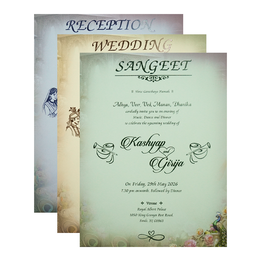 Lavender Krishna Radha Padded Wedding Card-KSH72370