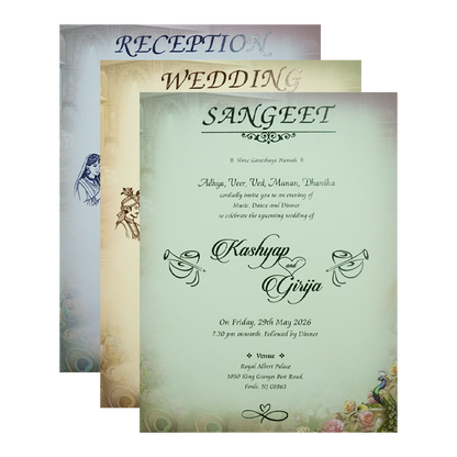 Lavender Krishna Radha Padded Wedding Card-KSH72370