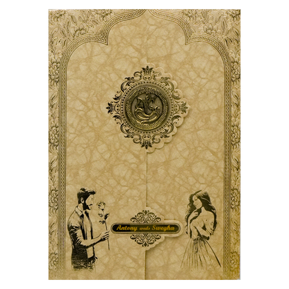 Gold Door Style Floral Wedding Card-KNM2902BR