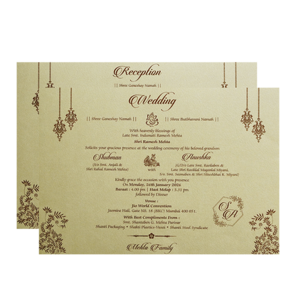 Royal Embossed Wedding Invitation Card-KRB09100