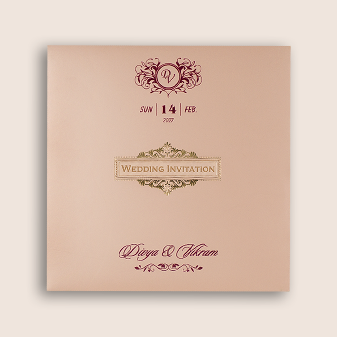 Pink Floral Lattice Wedding Card - KNRS6901