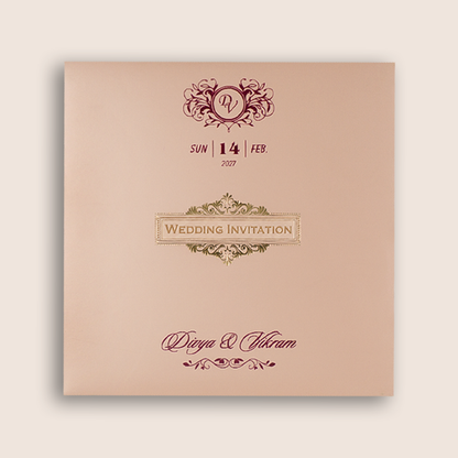 Pink Floral Lattice Wedding Card - KNRS6901